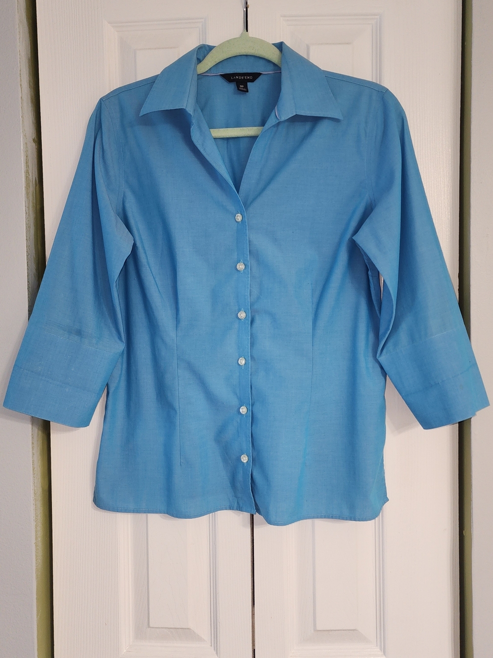 Lands' End Women's Classic Button-Front Shirt in Sky Blue